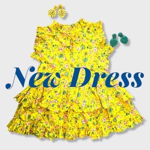 Tailor stitched Summer cotton floral flowy dressy top yellow size 8 - 10